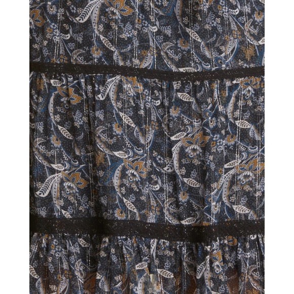 NWT VERONICA BEARD RAHLA FLORAL LACE TRIM LONG SLEEVE SILK DRESS 4 BLACK MULTI - Picture 7 of 8